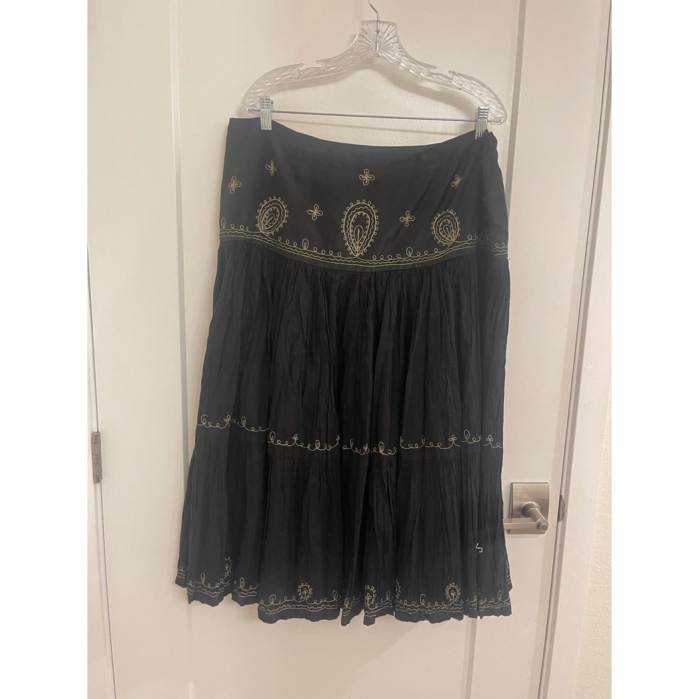 Vintage Y2K Boho Black Indie Chic Cottagecore Whimseygoth Maxi Skirt